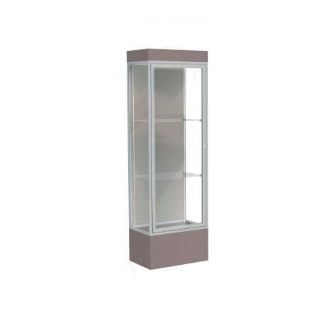Waddell Display Case Of Ghent Edge Lighted Floor Case, Harbor Back, Satin Frame, 12" Morro Zephyr Base, 24"W x 76"H x 20"D 93LFHB-SN-MZ